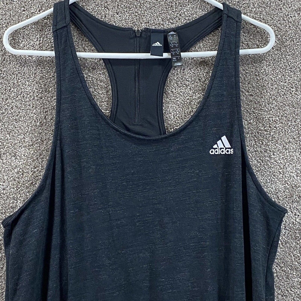 Adidas Romper Womens XL Black 1/4 Zip Back Drawstring Waist Pockets Sleeveless - Picture 5 of 12